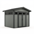 Abri de jardin 213 x 130 x 190 cm en résine gris anthracite avec double porte