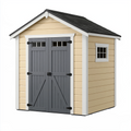 Abri de jardin 183 x 122 x 200 cm en résine beige et gris anthracite avec double porte