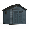 Abri de jardin 191 x 131 x 204 cm en résine bleu ardoise à double porte style chalet