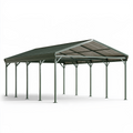 Abri voiture 600 x 300 x 270 cm en acier vert foncé avec toit double pente