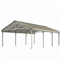 Abri voiture 600 x 300 x 270 cm en acier gris vert avec toit incliné pour extérieur