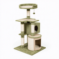 Arbre à chat 60 x 60 x 145 cm vert kaki et beige en peluche avec sisal - plateformes niches et griffoirs
