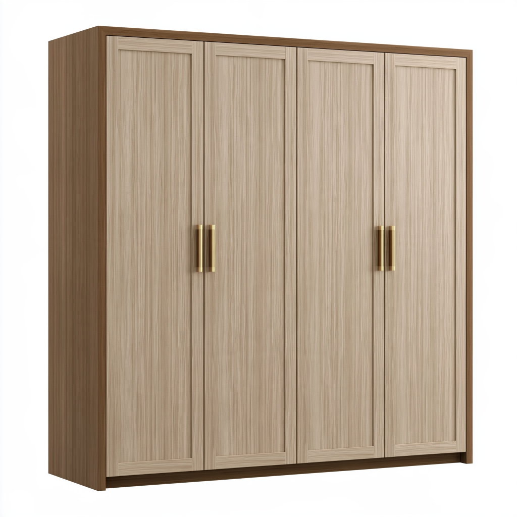 Armoire 200 x 60 x 220 cm en panneaux de bois chêne clair noyer - 4 portes style contemporain