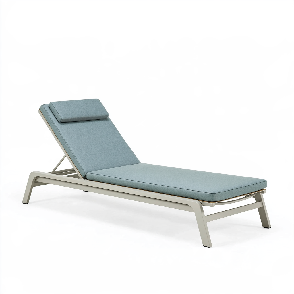 Bain de soleil 200 x 68 x 35 cm en aluminium gris bleu réglable pour extérieur