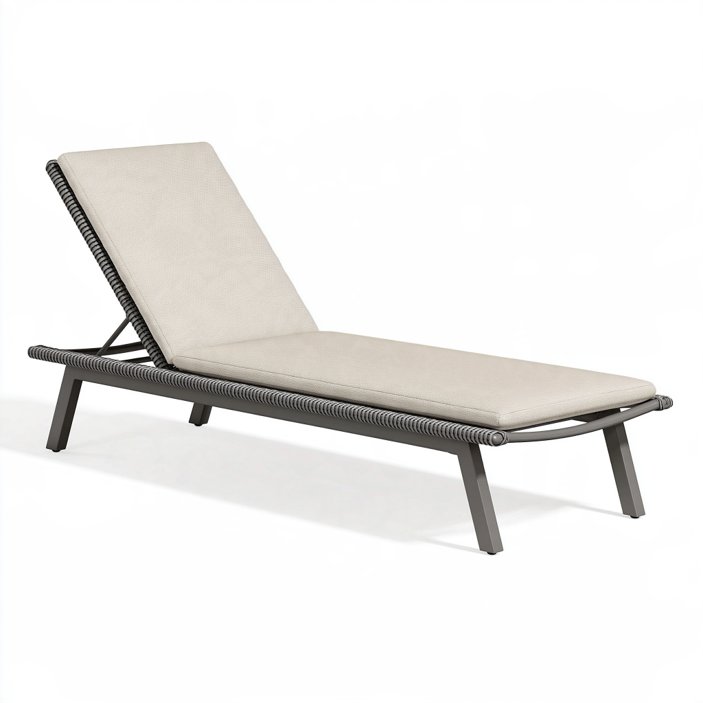 Chaise longue de jardin 200 x 70 x 35 cm en aluminium tressé beige et gris réglable