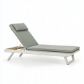 Bain de soleil 200 x 70 cm en aluminium blanc et tissu vert réglable pour extérieur