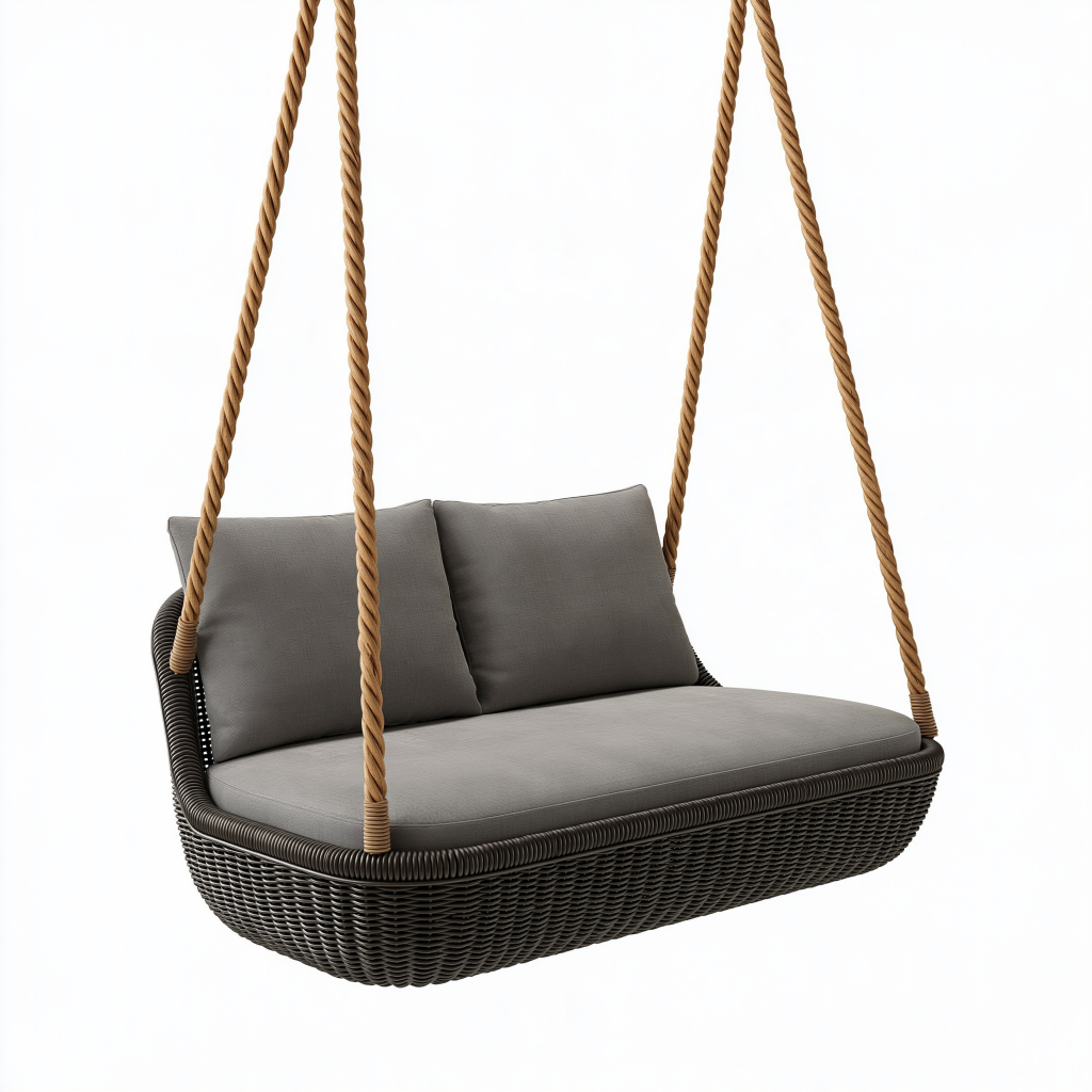 Balancelle suspendue 2 places 140 x 75 x 180 cm en résine tressée gris anthracite pour extérieur