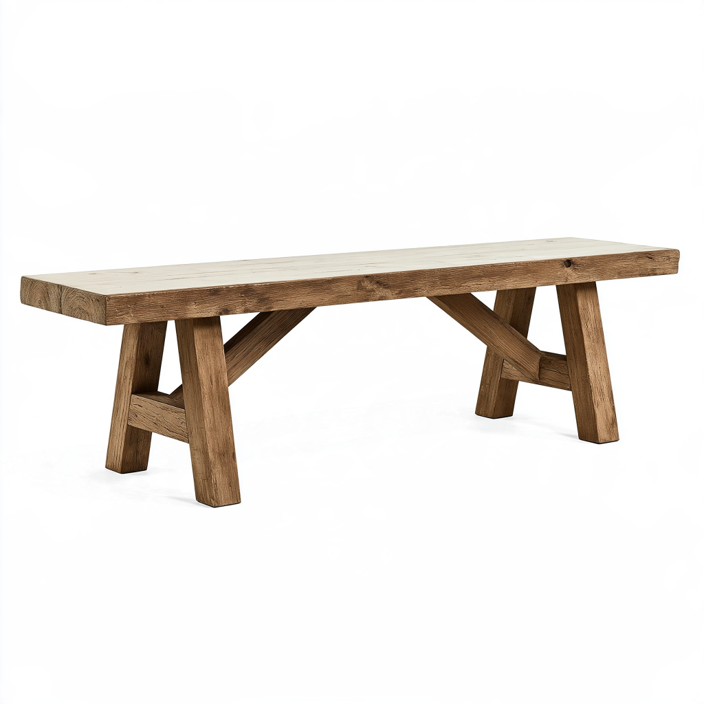 Banc 180 x 40 x 45 cm en bois marron style rustique pour salle à manger