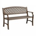 Banc de jardin 122 cm en métal brun à dossier ajouré pour extérieur